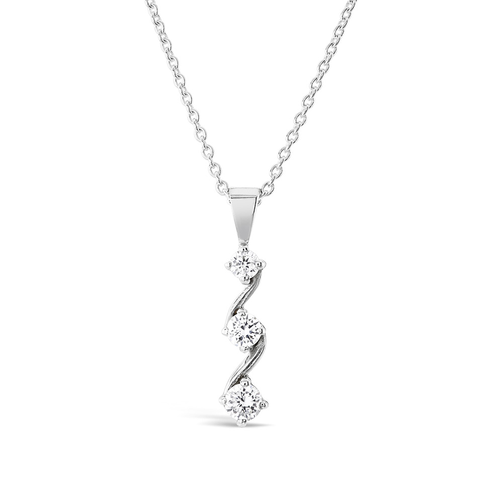 Necklace with 3 diamonds with 0.57 Ct diamonds in white gold - BAUNAT