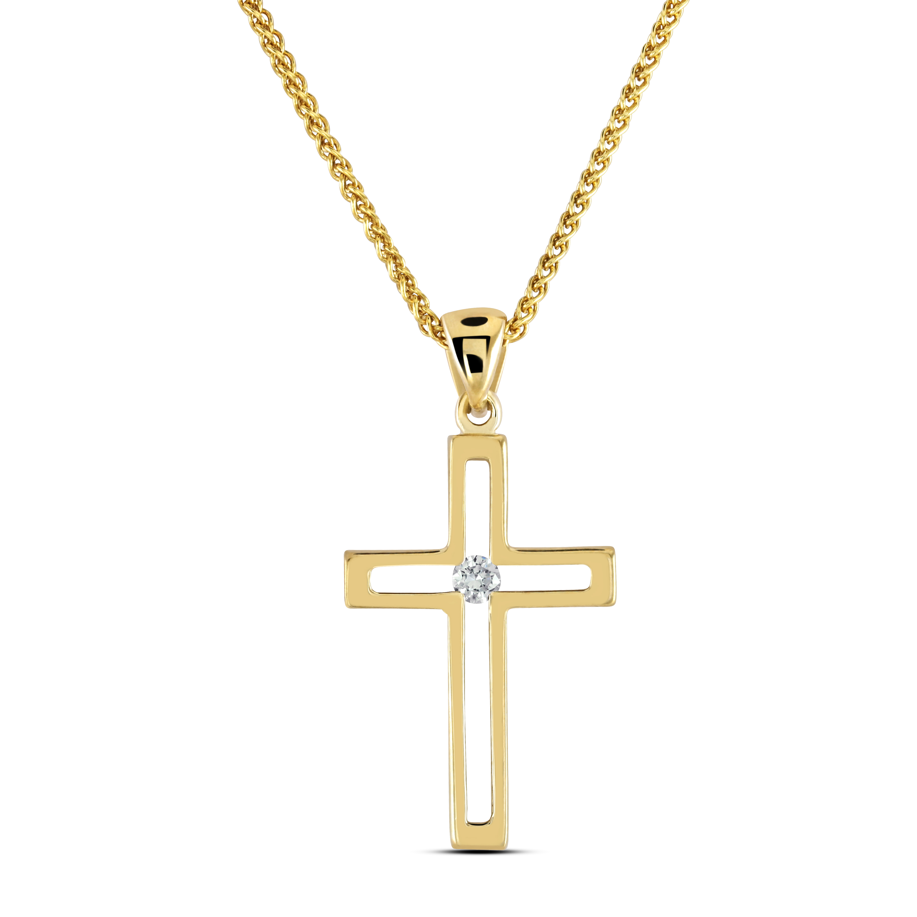 Diamond Set Cross, 18 Inch Chain | Kensington Jewellery